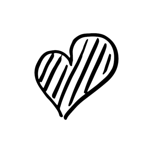 Un corazón dibujado a mano Icono de estilo de garabato simple Un solo corazón vectorial descuidado Negro aislado en un fondo blanco