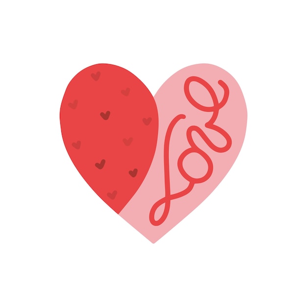 Corazón dibujado a mano con la palabra amor