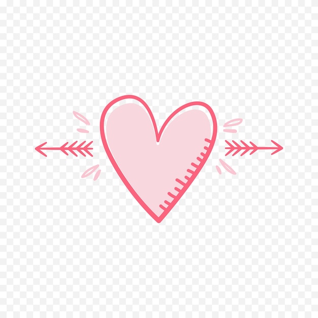 Corazón dibujado a mano sobre fondo blanco El día de San Valentín Elementos vectoriales Corazón formas amor