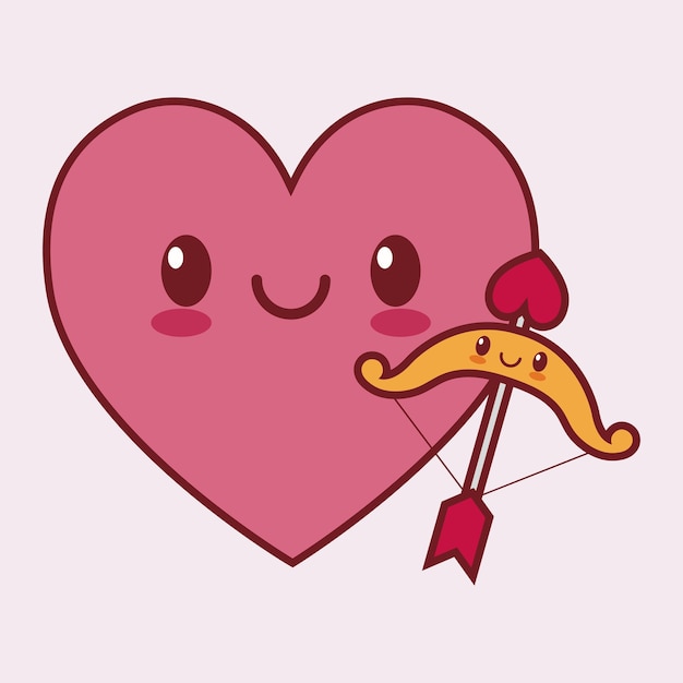 Corazón de dibujos animados día de san valentín relacionados con imagen de  icono de estilo kawaii | Vector Premium