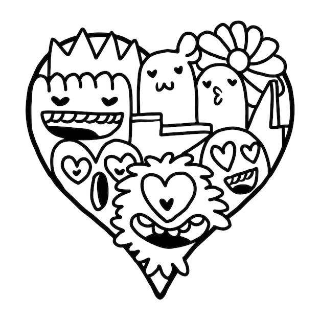 Corazón Doodle Lindo San Valentín Página Para Colorear