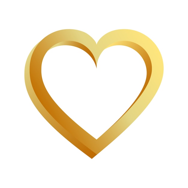 Corazón dorado sobre un fondo blanco Elemento de diseño Ilustración vectorial