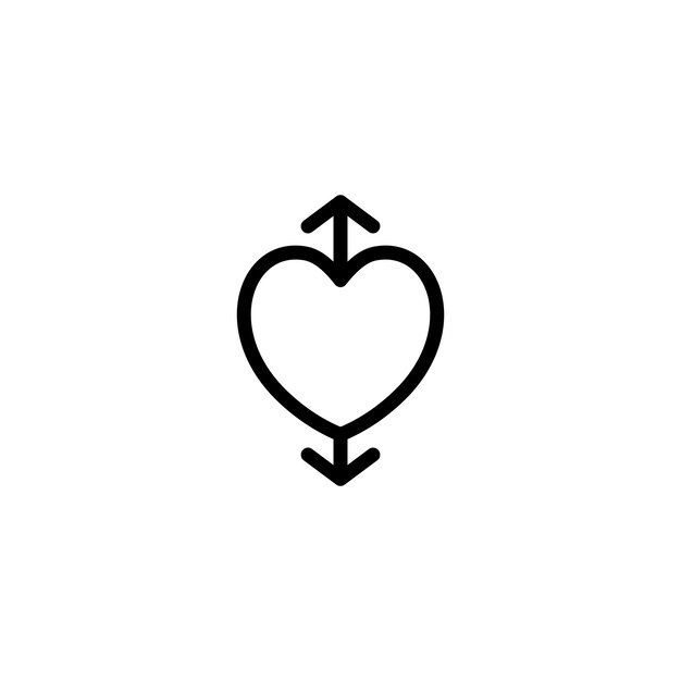 un corazón con una flecha apuntando hacia arriba y hacia abajo