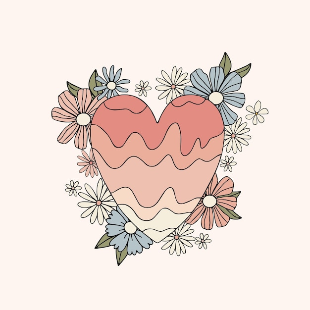 Vector corazón floral color rosa diseño para invitación boda o tarjetas de felicitación tarjeta del día de san valentín