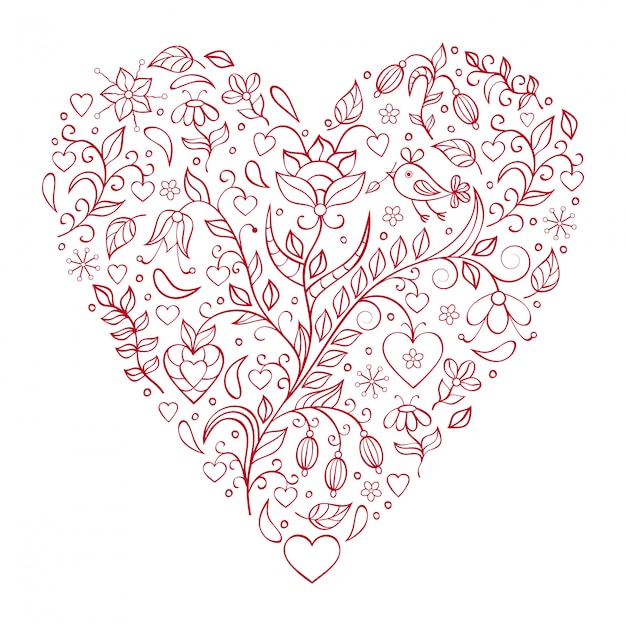 Corazón floral de san valentín
