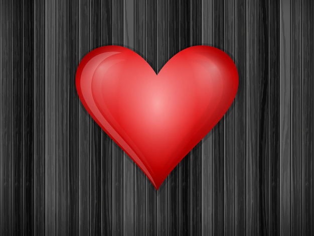 El corazón en el fondo de madera encontrado