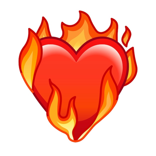 Vector corazón en fuego icono de gran tamaño para sonrisa emoji