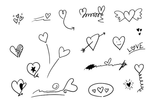 corazón, garabato, amor, vector, ilustración