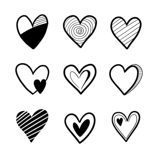 corazón, garabato, amor, vector, ilustración