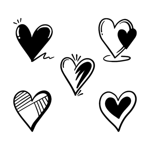 corazón, garabato, amor, vector, ilustración