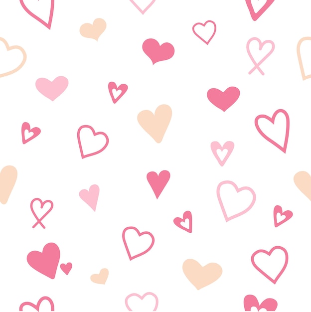 corazón garabato de patrones sin fisuras. Fondo de vector de corazón dibujado a mano de San Valentín