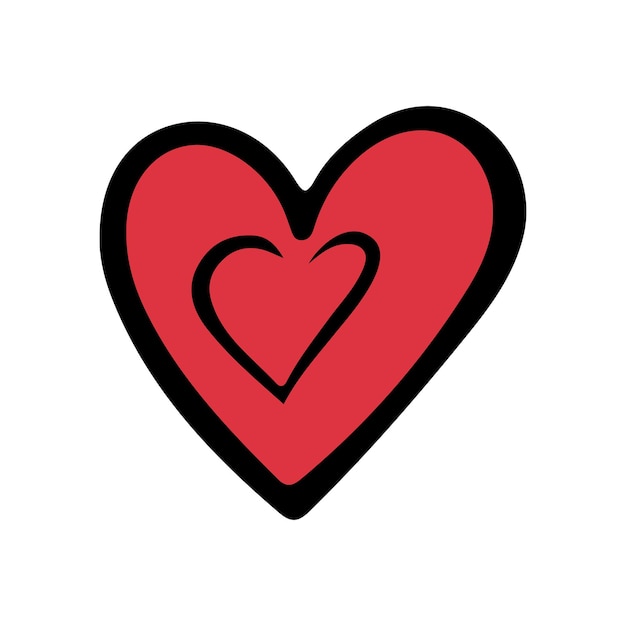 Corazón de garabatos rojos aislado sobre fondo blanco Ilustración vectorial para cualquier diseño