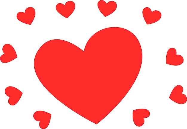 Un corazón grande con corazones más pequeños a su alrededor.