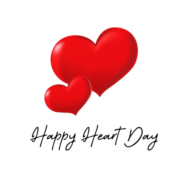 Un corazón grande y pequeño con texto de Happy Heart Day