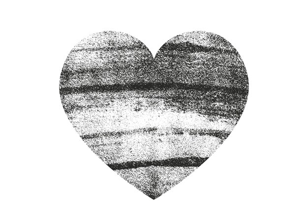 Corazón de grunge de angustia aislado con textura concreta Elemento para tarjeta de felicitación Boda de San Valentín Concepto creativo