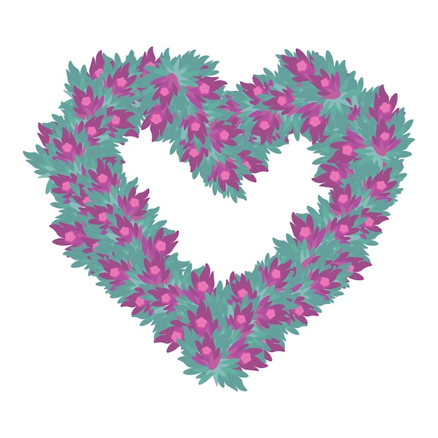 corazón hecho de flores púrpuras elemento aislado