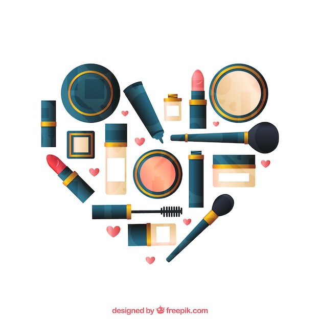 Vector corazón hecho de maquillaje