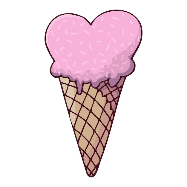 corazón de helado rosado día de San Valentín clip art de dibujos animados en fondo blanco vector aislado