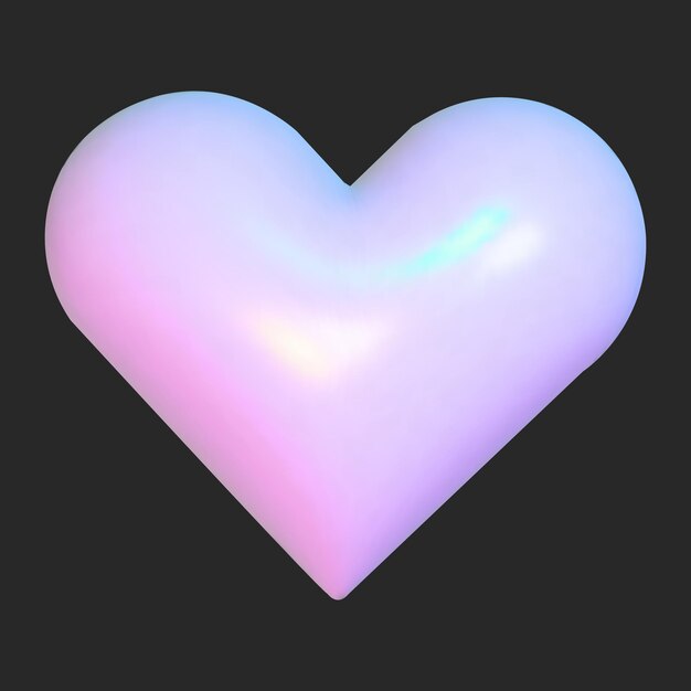El corazón holográfico 3D realista y2k para el diseño web Elemento geométrico de moda Vector y2k