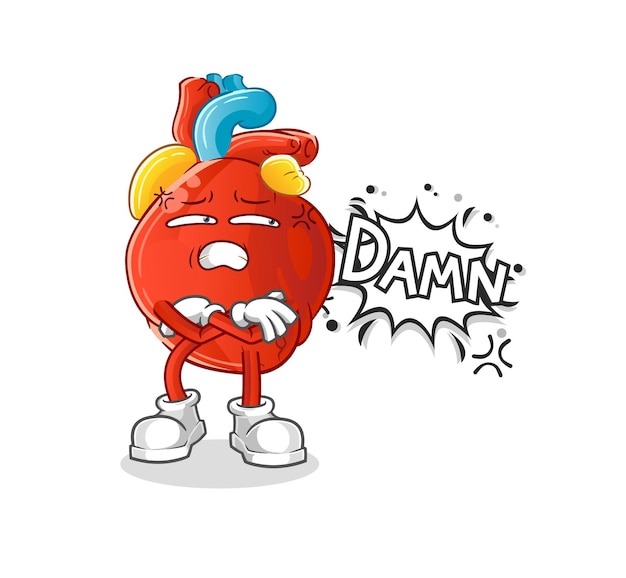 Corazón humano muy cabreado ilustración. vector de personaje