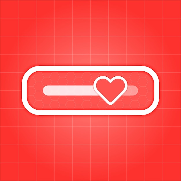 Corazón de icono de control deslizante de amor para el diseño de elementos de vector de redes sociales