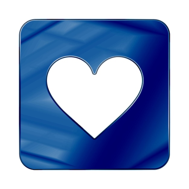 Vector corazón de icono web de cromo de metal de color azul oscuro