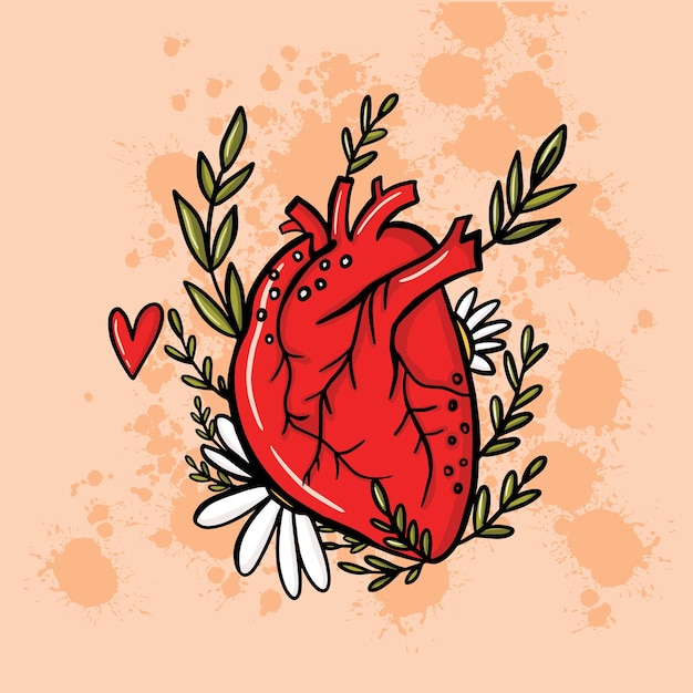 Corazón en la ilustración de estilo doodle para el día de san valentín