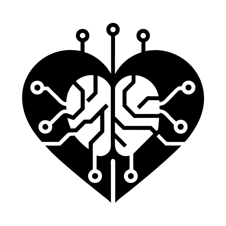 Vector corazón con una ilustración de línea de ecg en blanco y negro