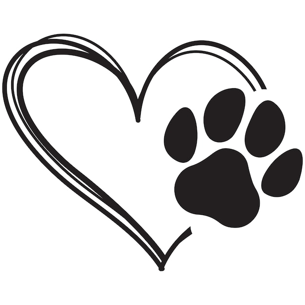 Corazón con impresión de pata que simboliza el amor por las mascotas