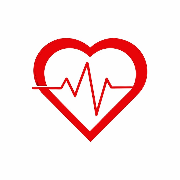 un corazón con un latido y un símbolo de corazón rojo