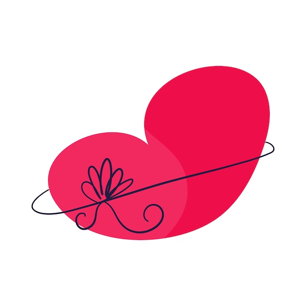 Corazón con lazo para regalo romántico de san valentín aislado sobre fondo blanco. regalo de corazón anudado para la decoración. ilustración de vector de estilo plano