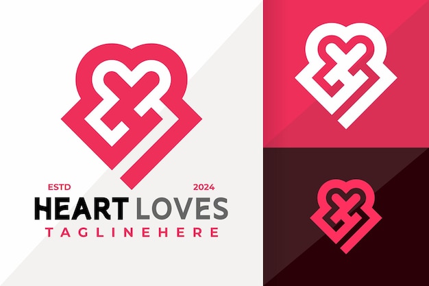 El corazón de la letra H ama el diseño vectorial del icono del logotipo