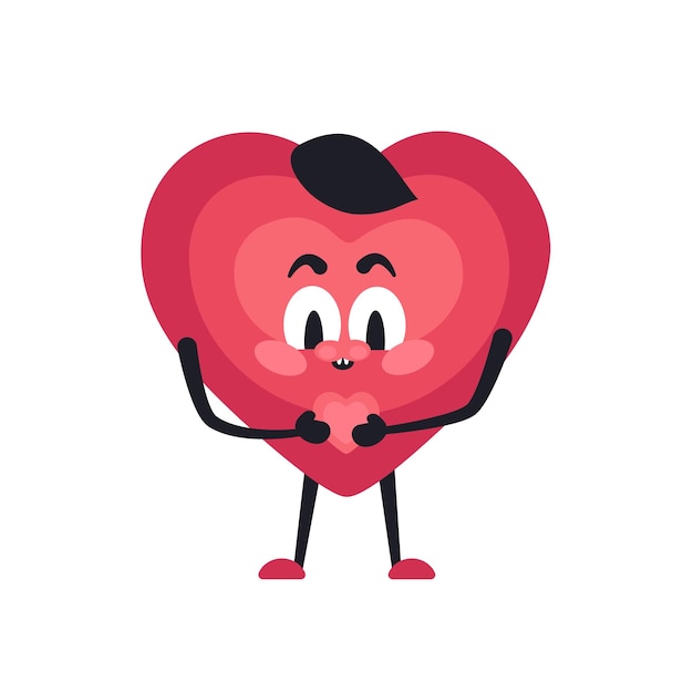Corazón lindo personaje emoción dibujos animados adorable mascota ilustración vectorial para el día de San Valentín