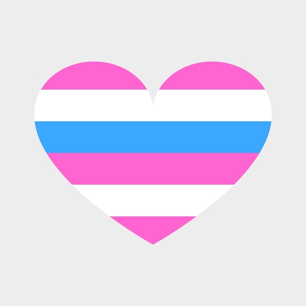 Corazón lindo vector en colores lgbtq aislado sobre fondo blanco seis rayas horizontales un intersexual