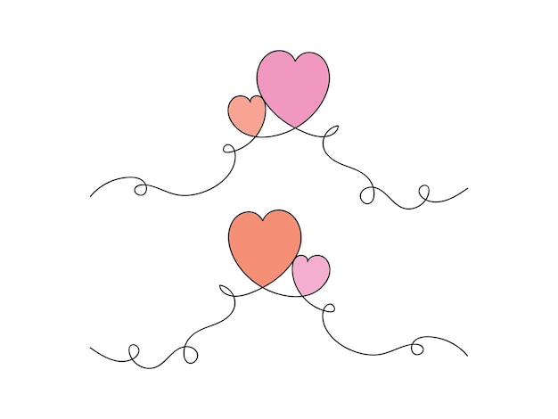 Corazón de una línea continua o ilustración vectorial aislada de amor