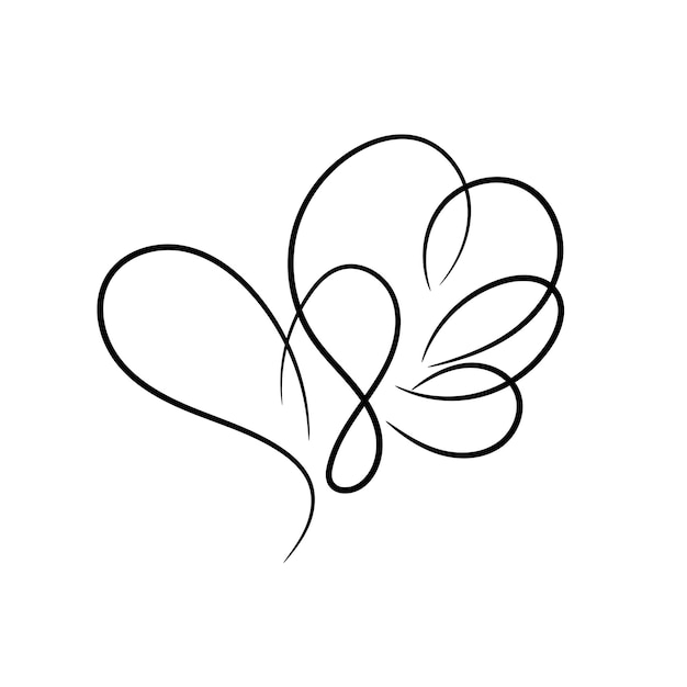 Corazón de línea dibujada a mano de Curley