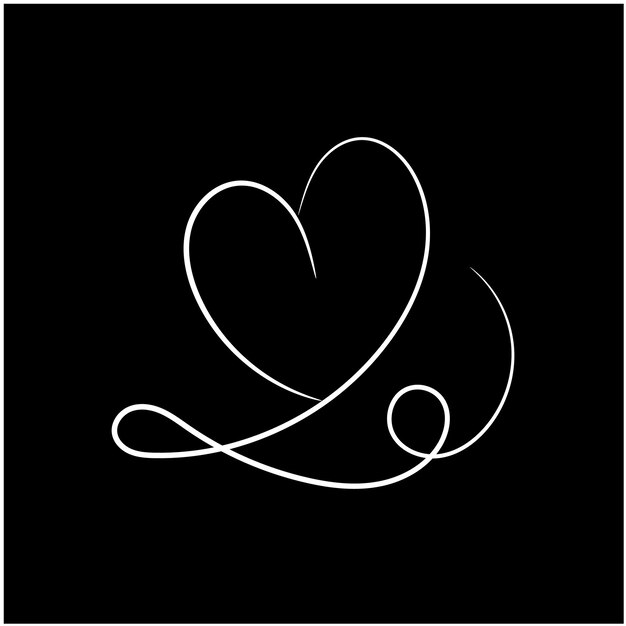 Corazón de línea dibujada a mano de Curley