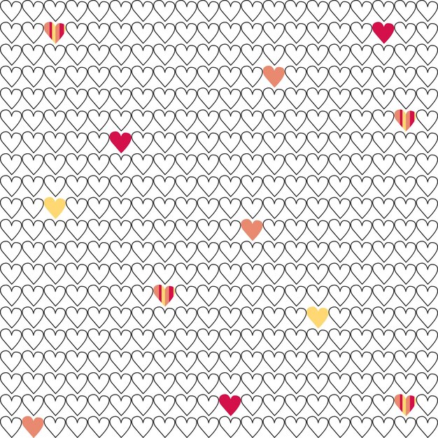 Corazón línea de patrones sin fisuras vector blanco y negro