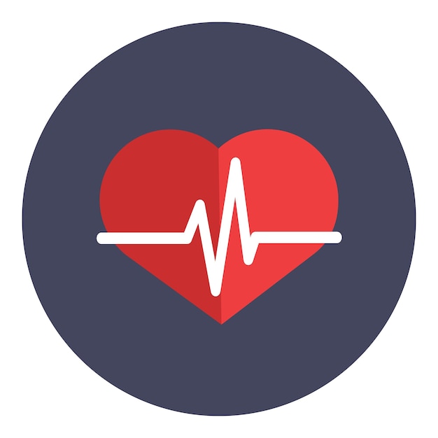 Corazón con línea de pulso ECG latido cardiograma diagnóstico vector icono ic círculo sobre fondo blanco