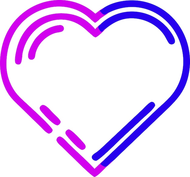 un corazón con líneas púrpuras y azules y un corazón púrpura