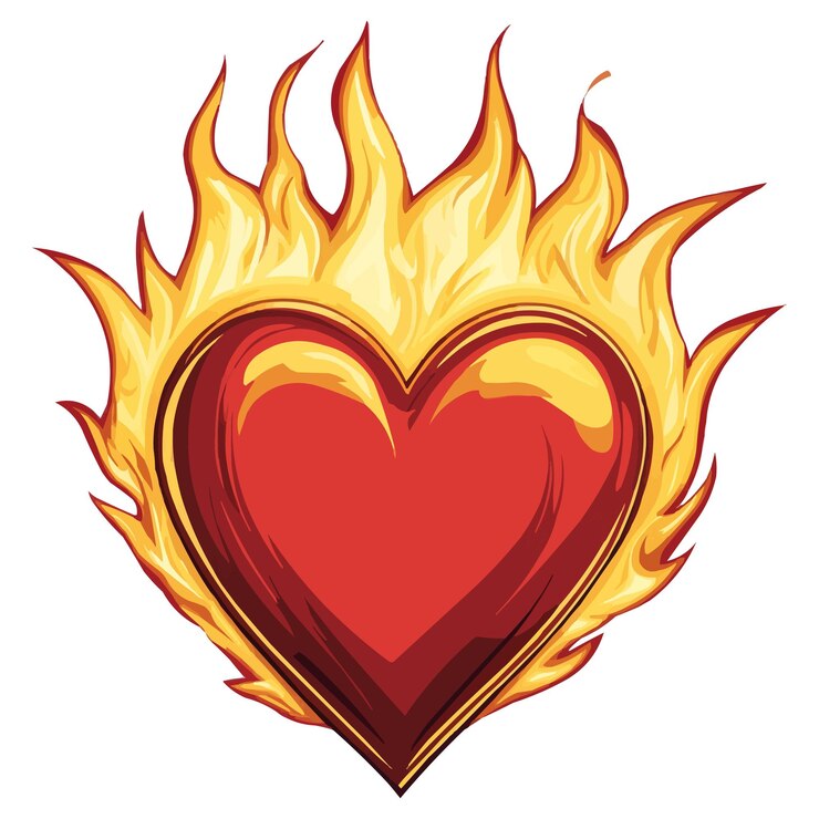 Vector el corazón en llamas