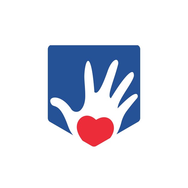 El corazón del logotipo vectorial abstracto en una mano