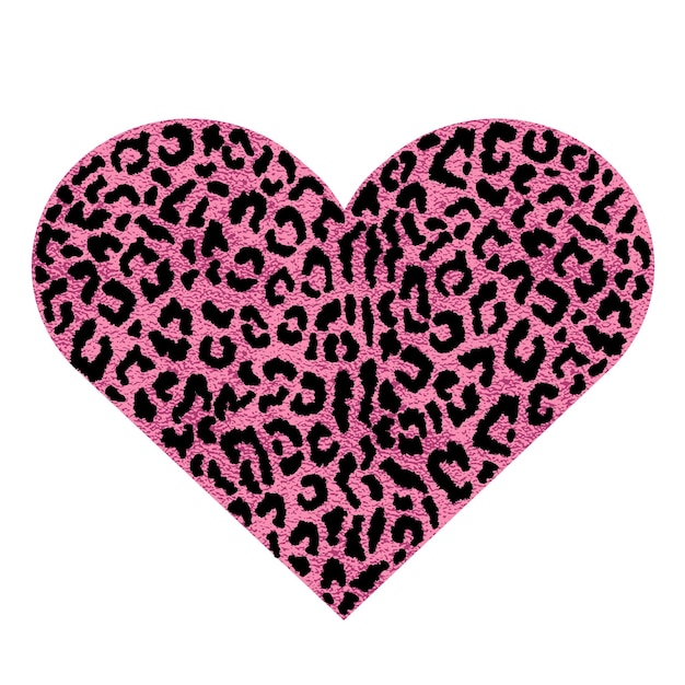 Corazón con manchas de leopardo ilustración de vector metálico rosa