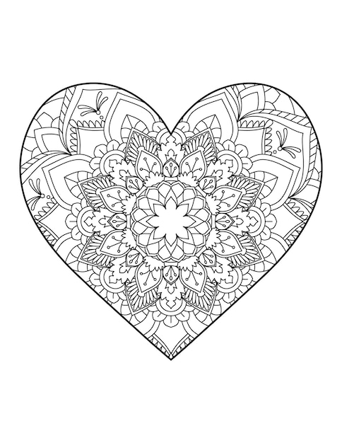 Corazón con mandala floral. Corazón Mandala.Love.Corazón ornamental con mandala.Mehndi flor corazón.