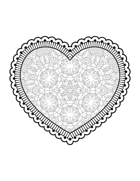 Corazón con mandala floral. Corazón Mandala.Love.Corazón ornamental con mandala.Mehndi flor corazón.