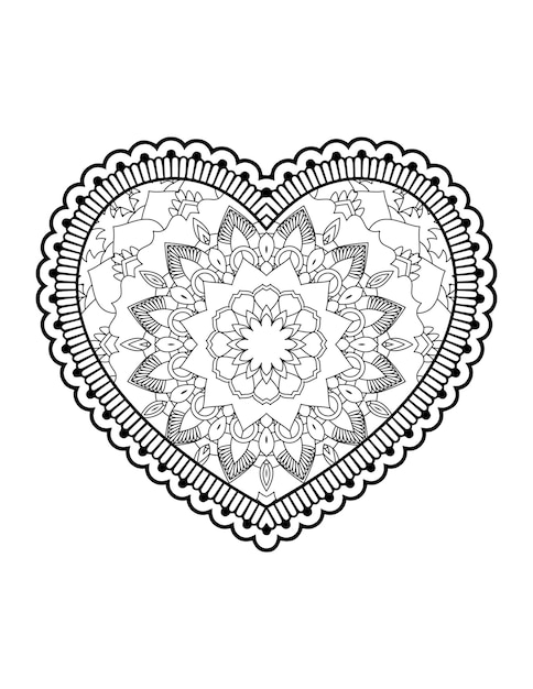 Corazón con mandala floral. Corazón Mandala.Love.Corazón ornamental con mandala.Mehndi flor corazón.