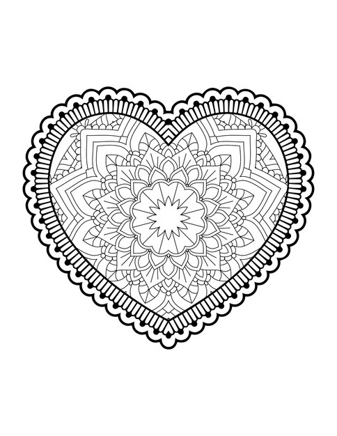 Corazón con mandala floral. Corazón Mandala.Love.Corazón ornamental con mandala.Mehndi flor corazón.