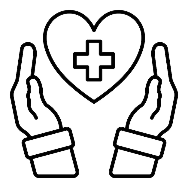un corazón con manos que dicen cruz y una cruz