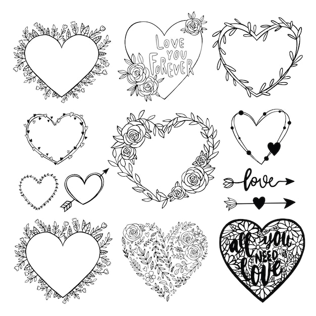 Corazón marco paquete flor corona día de san valentín clipart