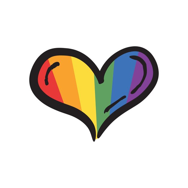 El corazón del mes del orgullo Lqbtq con los colores de la bandera del arco iris representa la diversidad